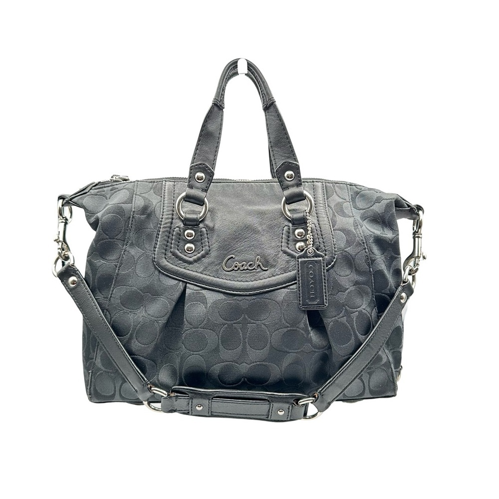 Coach Black Signature Canvas Satchel with Shoulder Strap